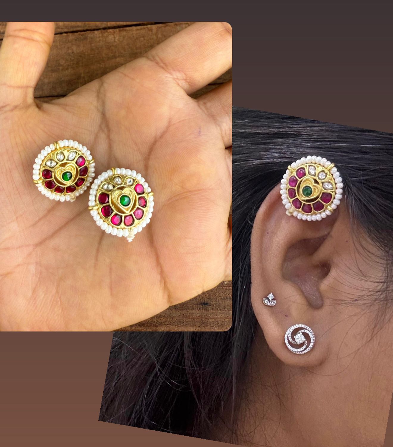 Round heart real kundan bugadis