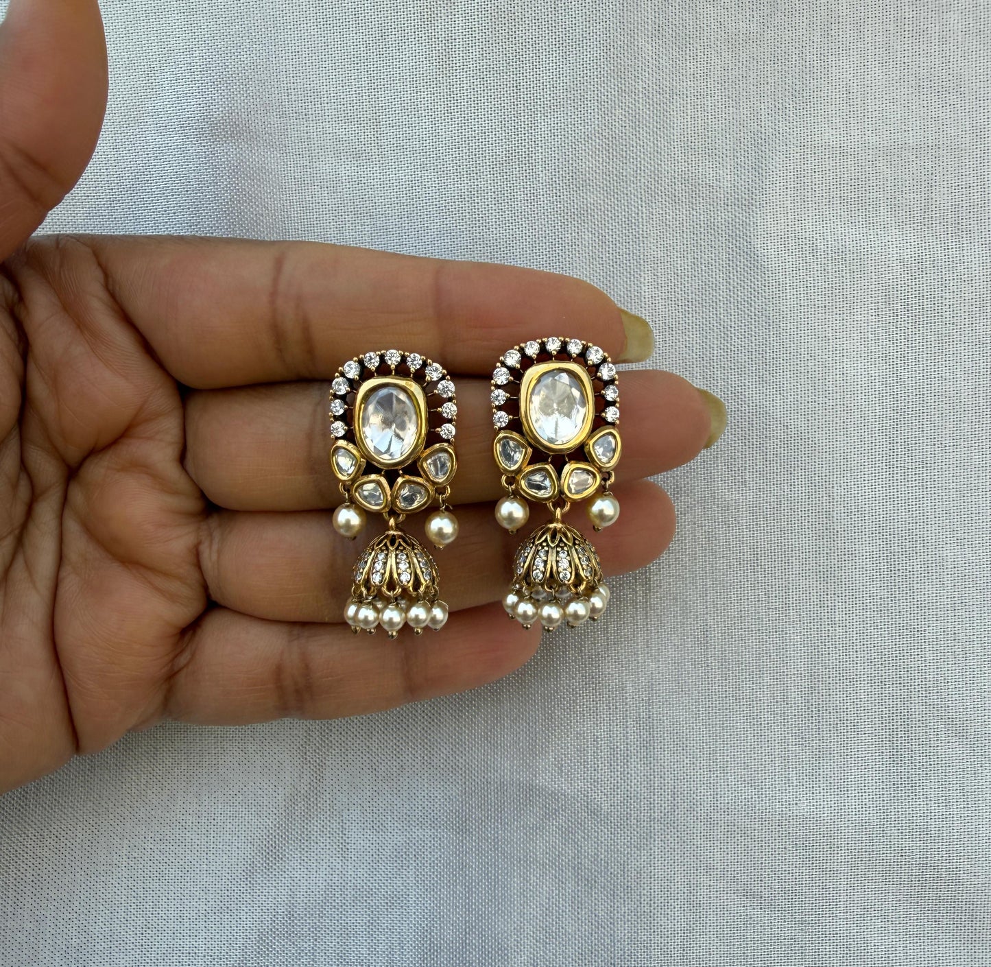 Classy polki elegant cute kundan jhumkas