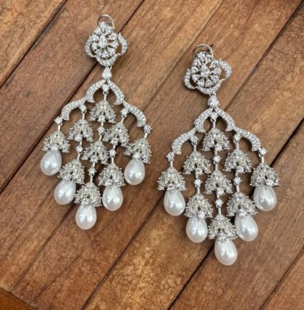 Nine jhumka zircon partywear earrings