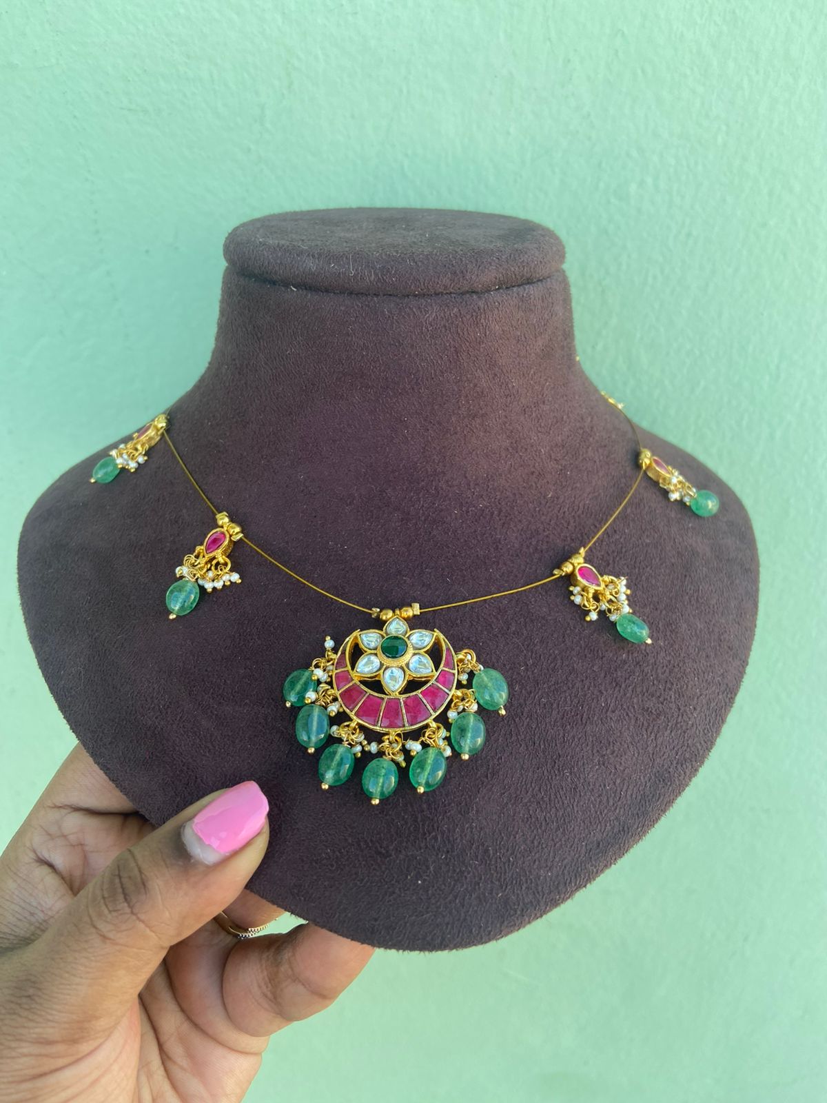 Affordable invisible chandbali real kundan necklace - Alluring Accessories