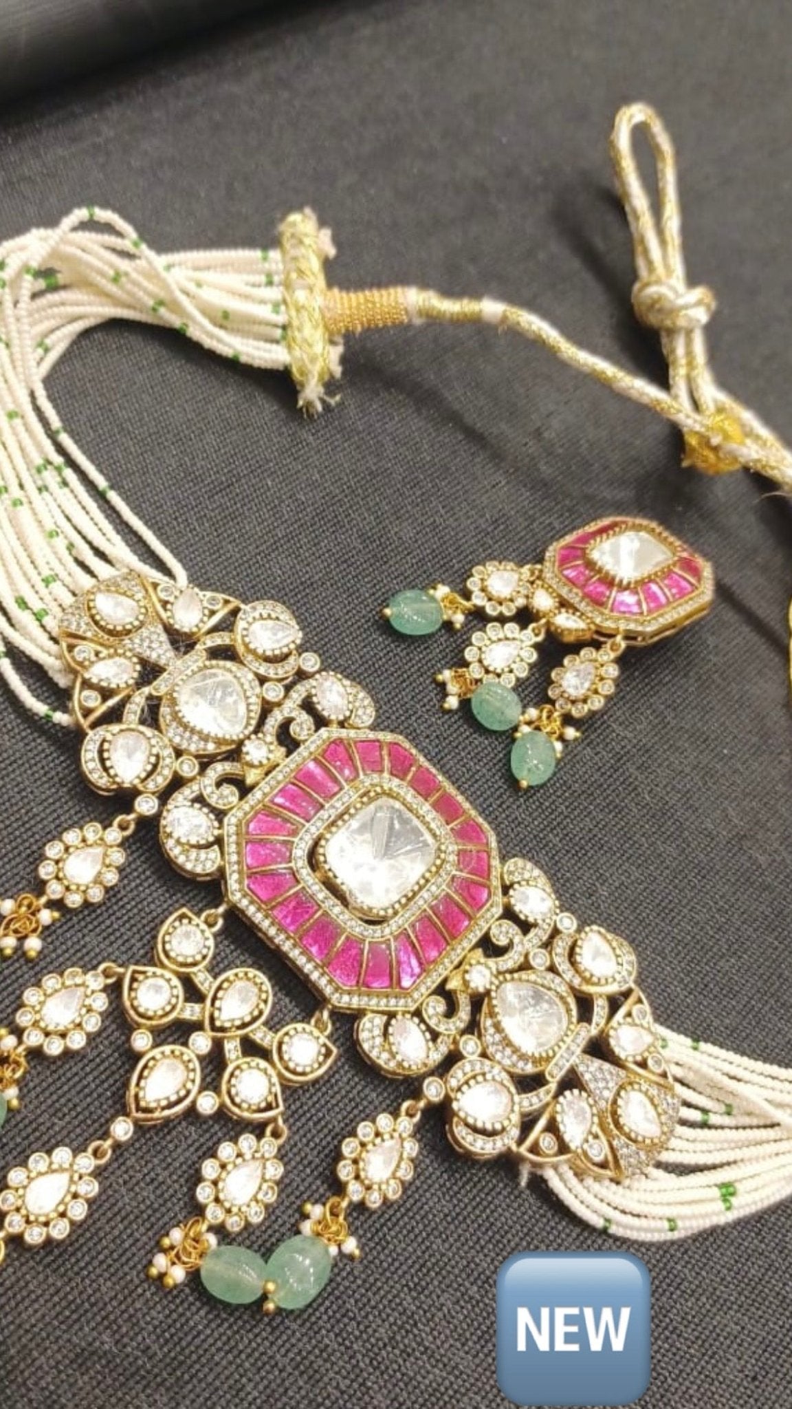 Ahmedabadi real kundan choker with earrings 5 - Alluring Accessories