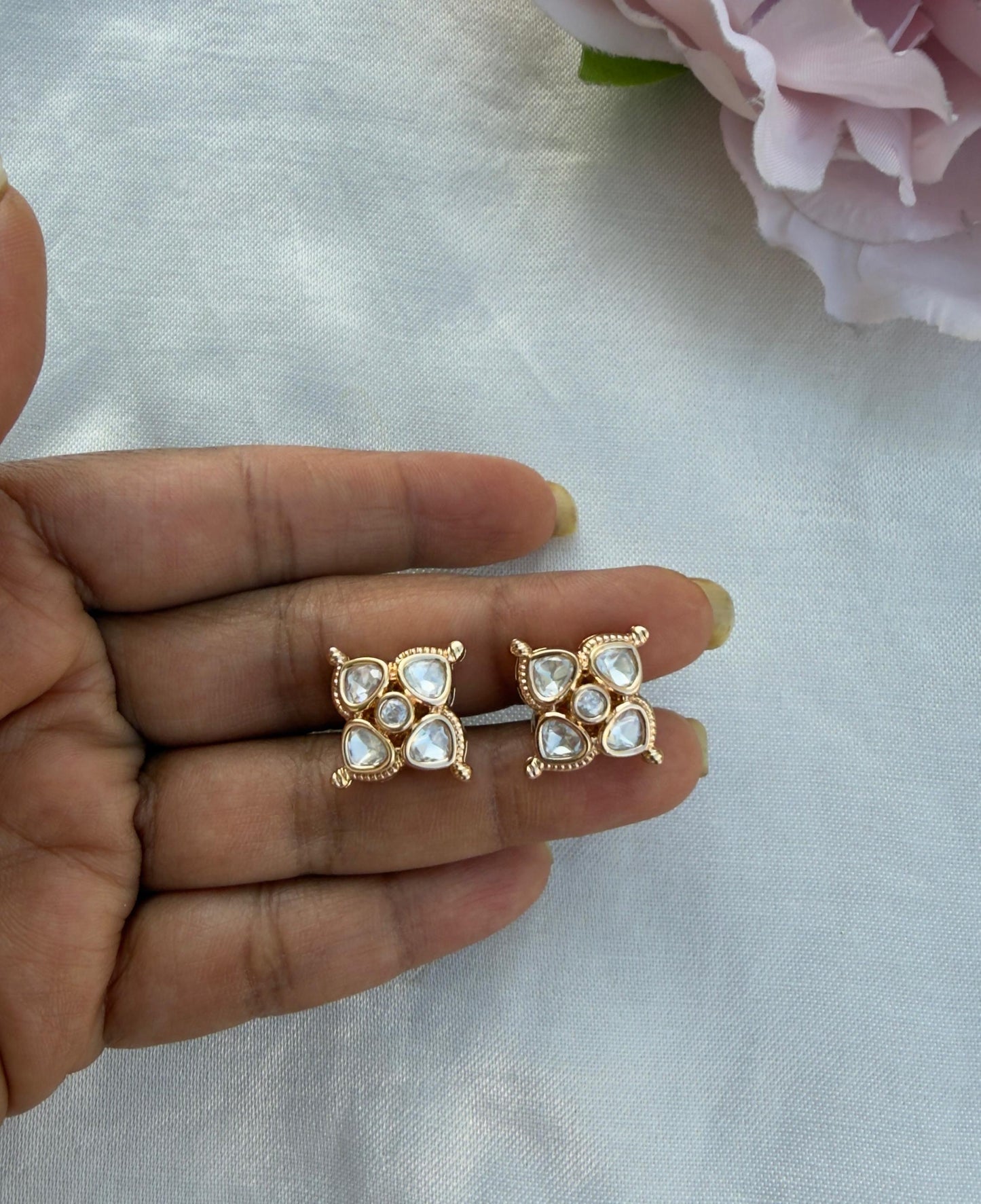 Four kundan polki dailywear studs