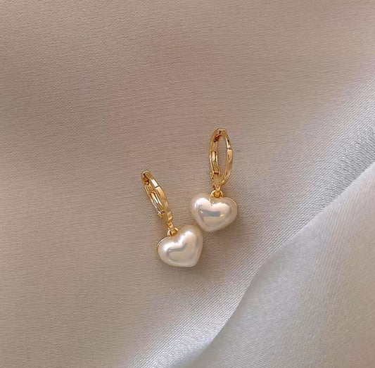 Heart ceramic stylish sterling silver hoops