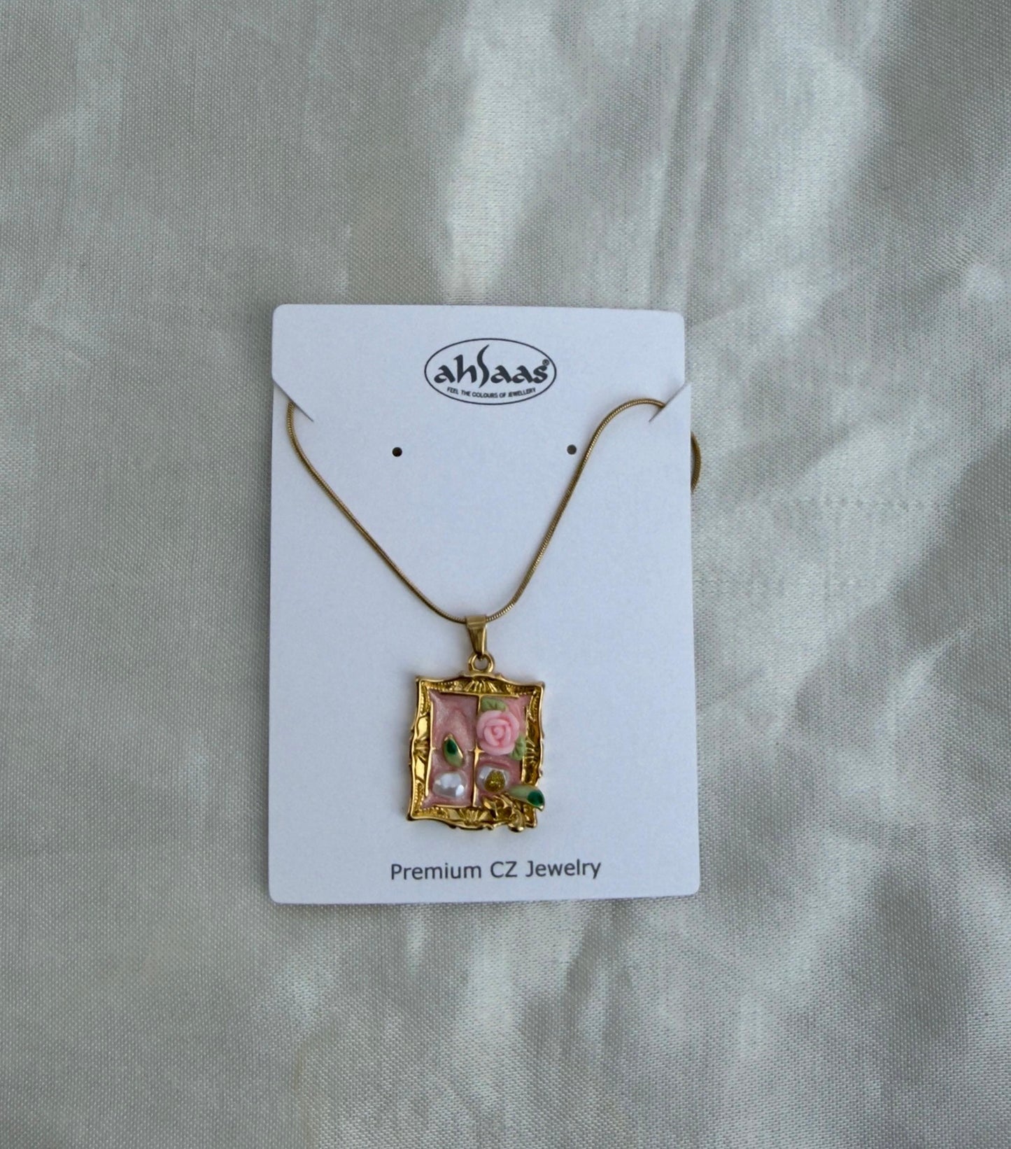 Pink rose pearl embossed neckline