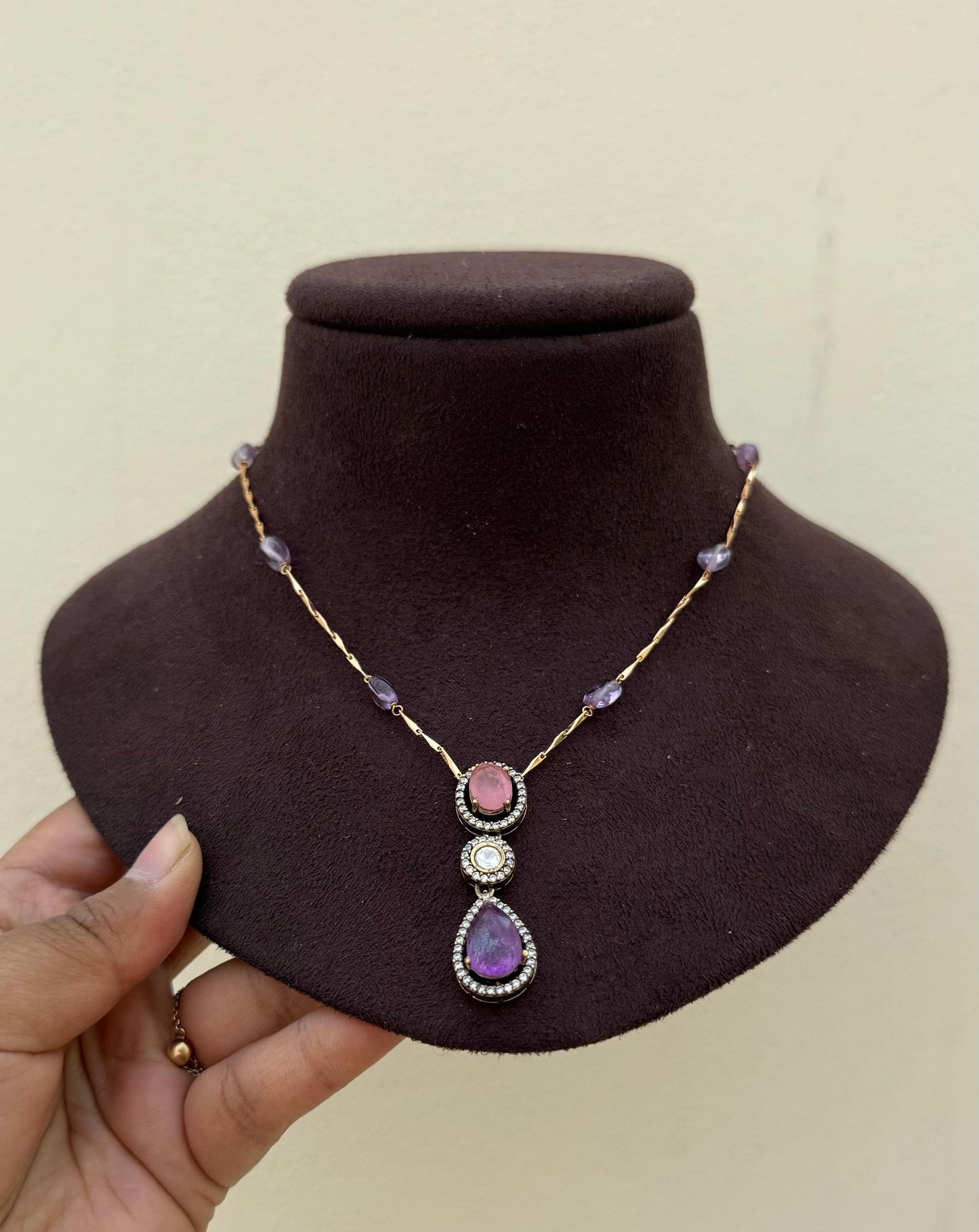 designer two douplet stone moissanite chain with studs