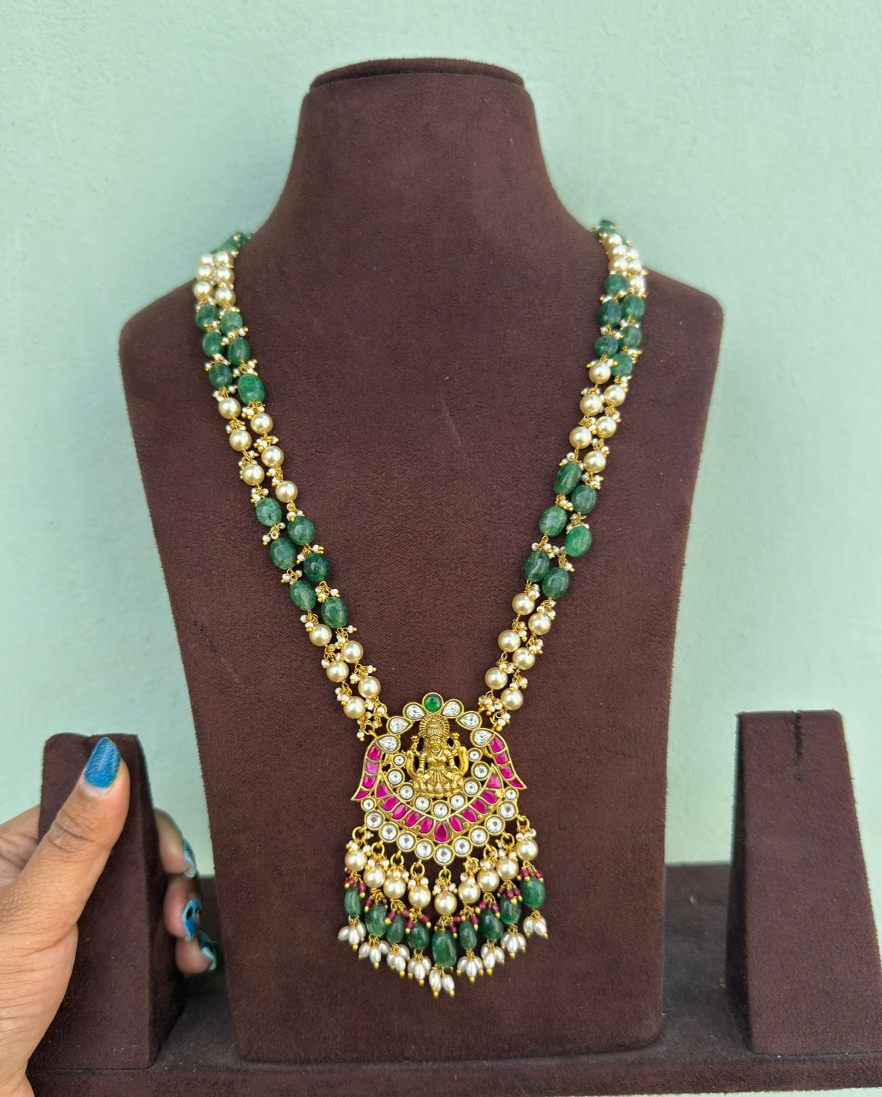 Lakshmi devi real kundan long mala design5