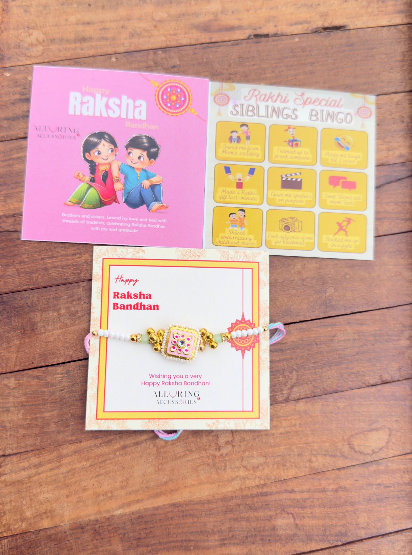 Square pearl kashmiri ghungroo Rakhi(Random colour)