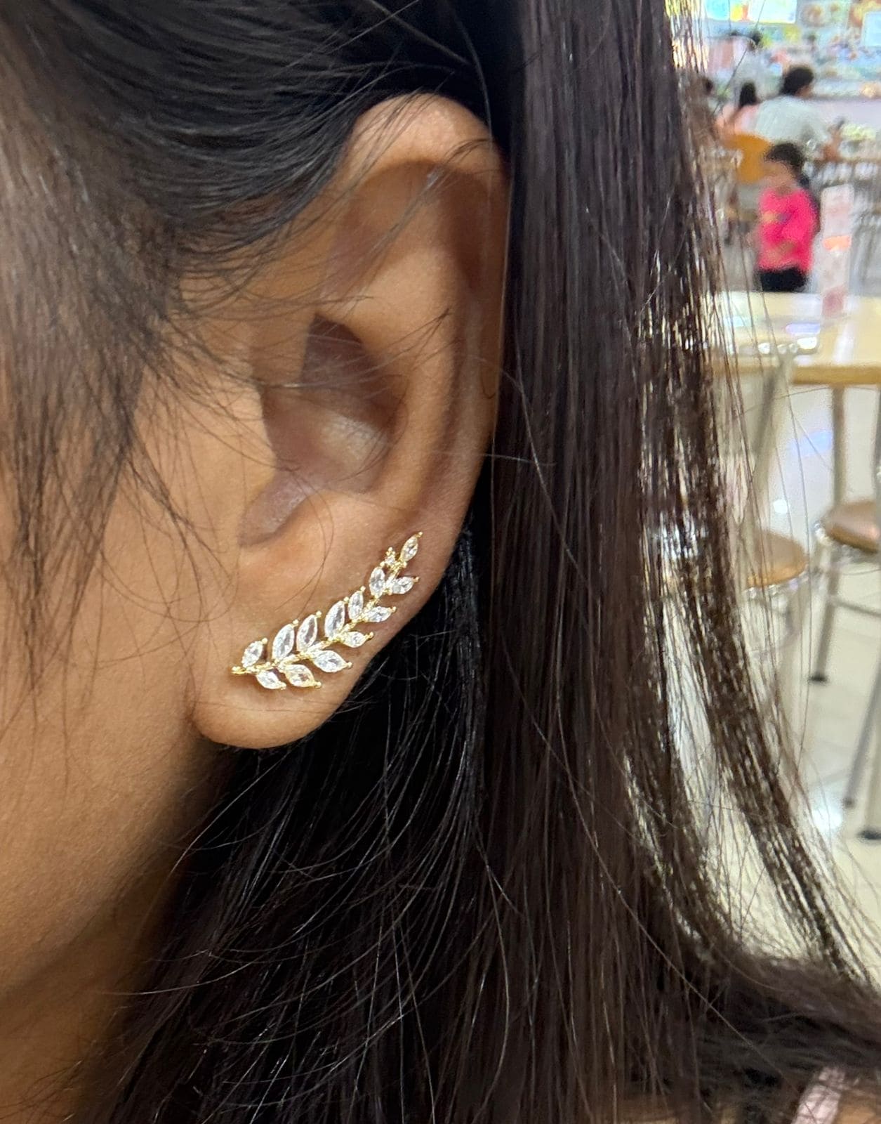 Sterling silver Exclusive leaf zircon earcuffs