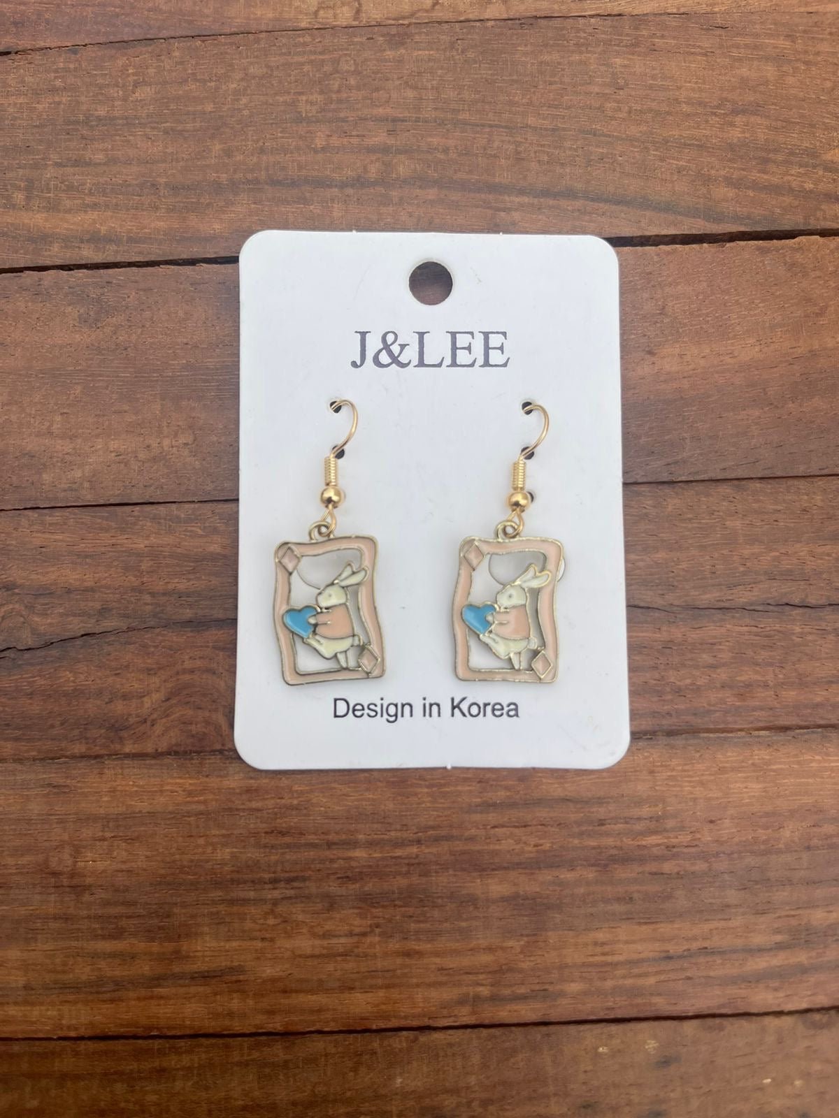 Cute quirky bunny blue heart western earrings - Alluring Accessories