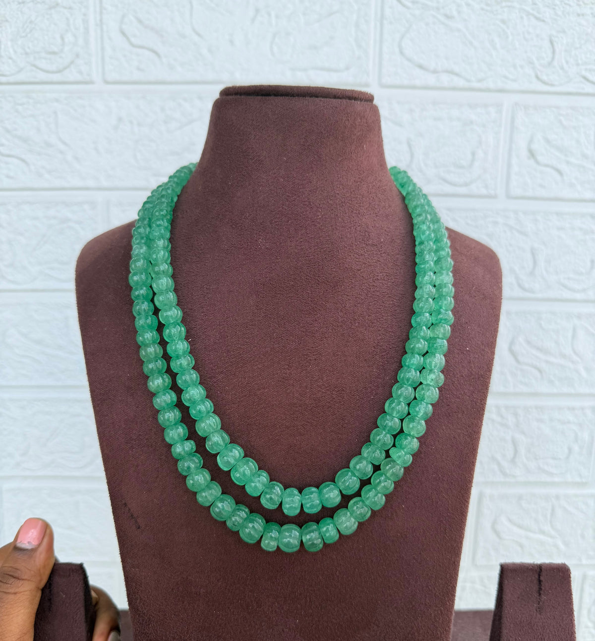 Two layered premium pumpkin two layered beads mala