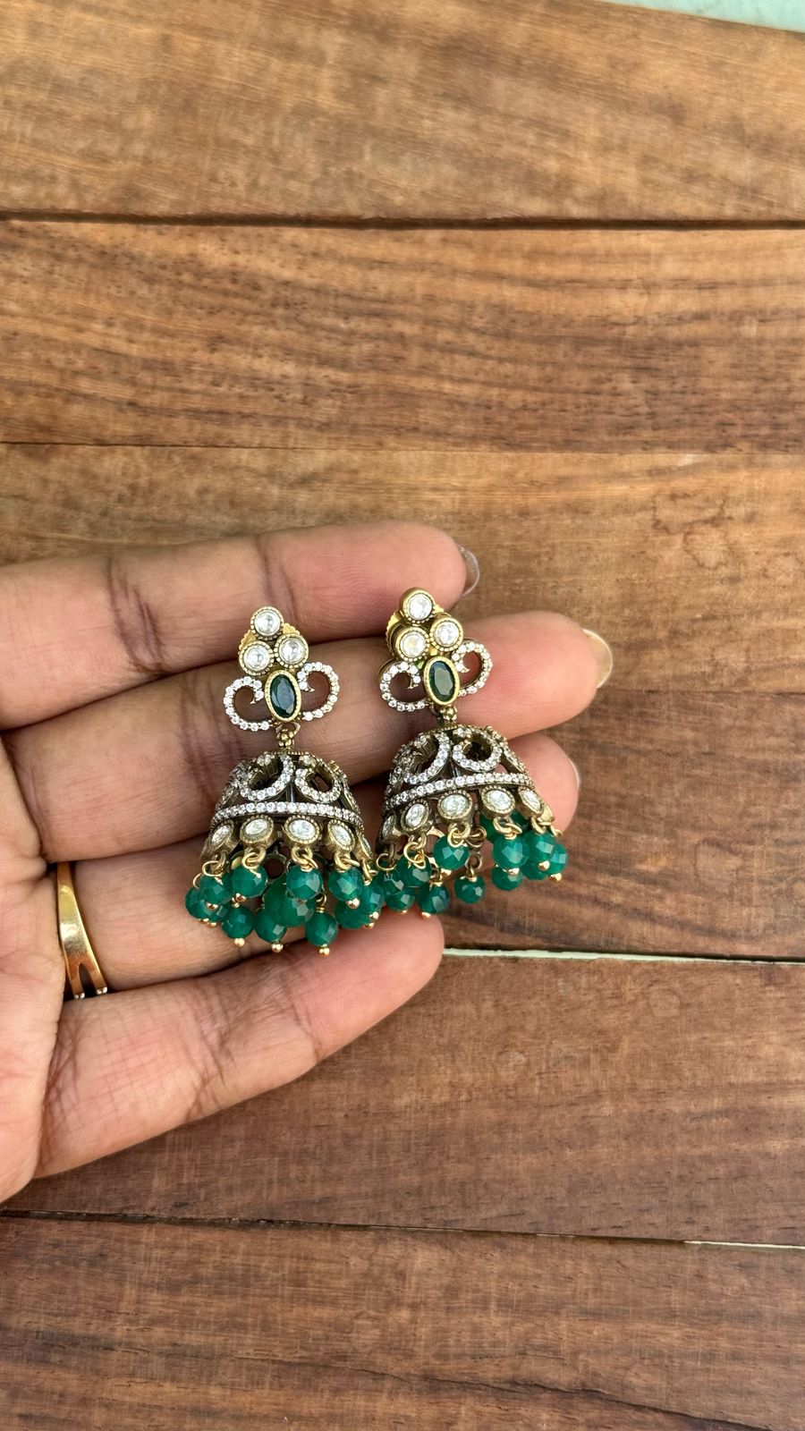 Three dot victorian jhumkas design2