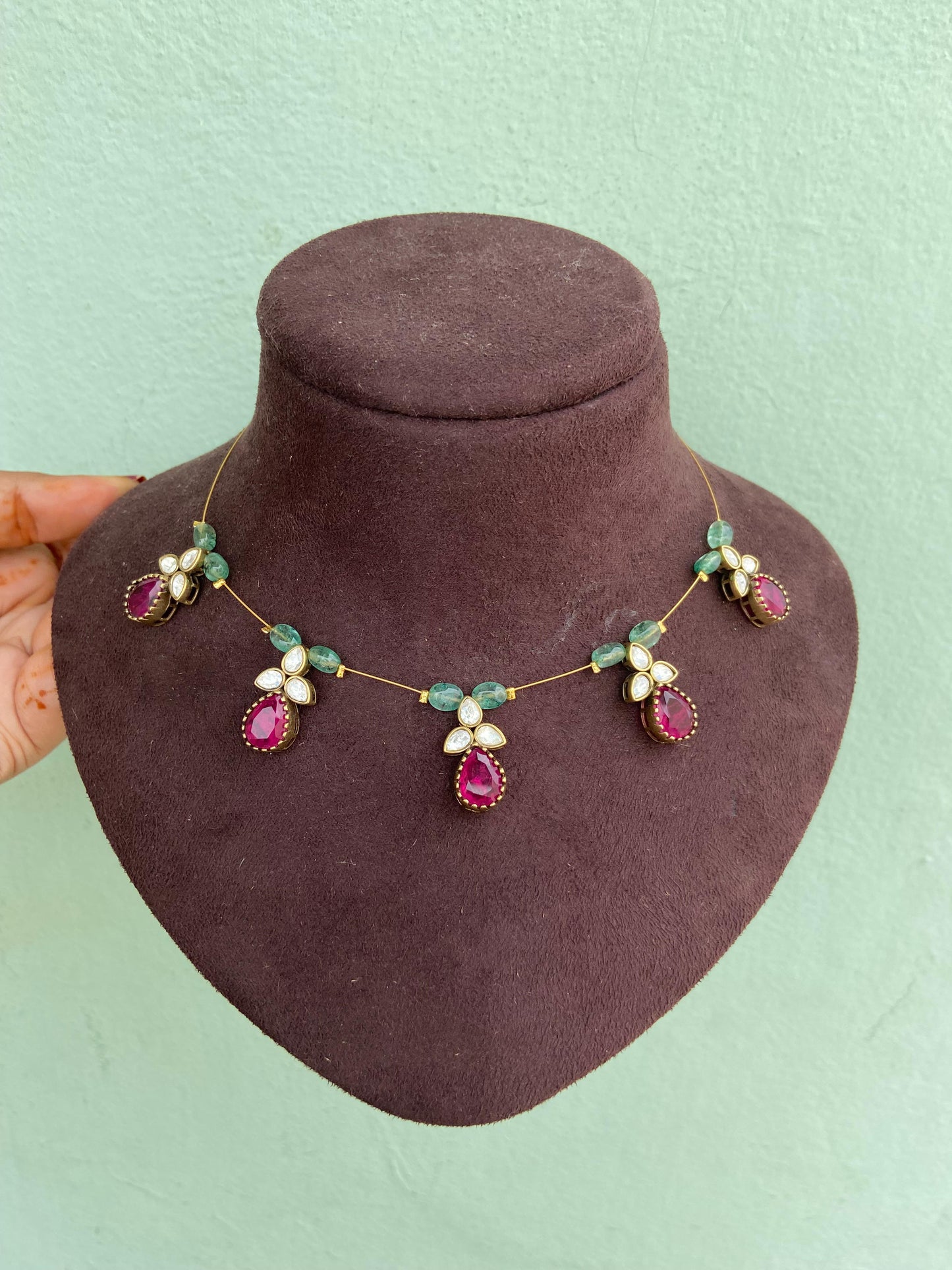 Two shaded moissanite pearl drop invisible necklace