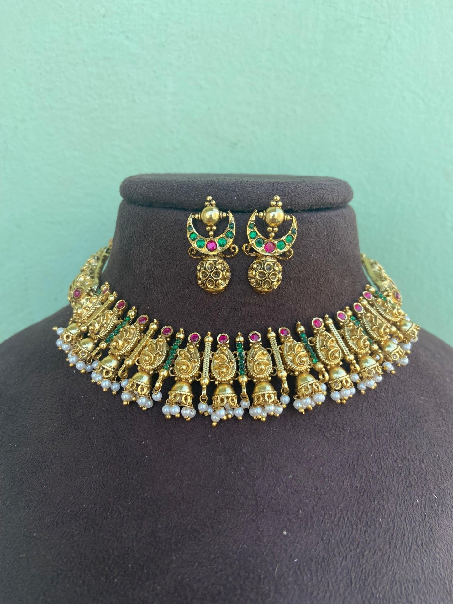 Designer Kante peacock engraved necklace design 6 - Alluring Accessories