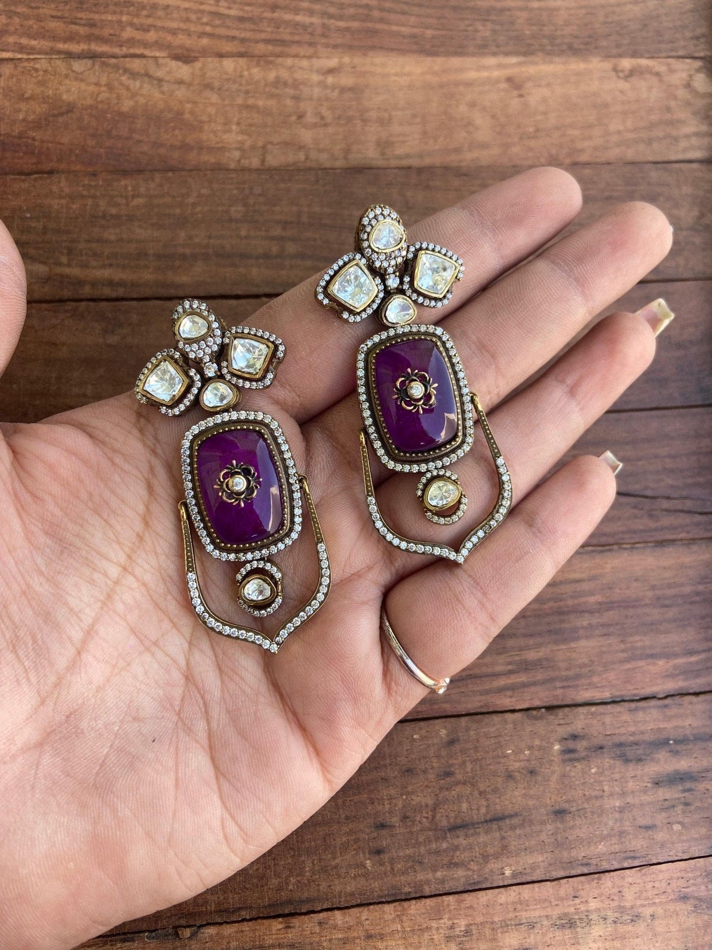 Designer three stone moissanite stylish earrings 5 - Alluring Accessories