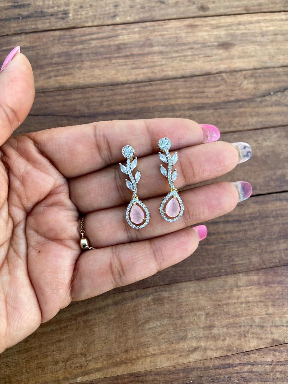 Diamond finish pearl drop stem earrings - Alluring Accessories