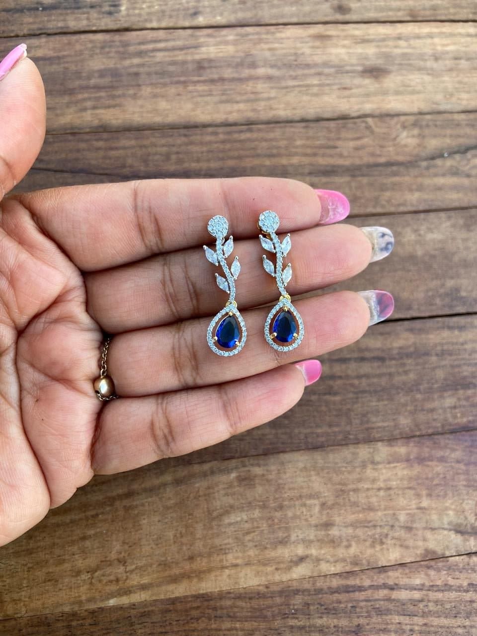 Diamond finish pearl drop stem earrings - Alluring Accessories