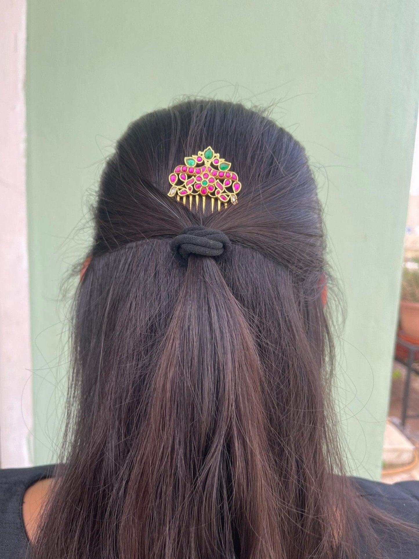 Dual peacock real kundan hair pin - Alluring Accessories
