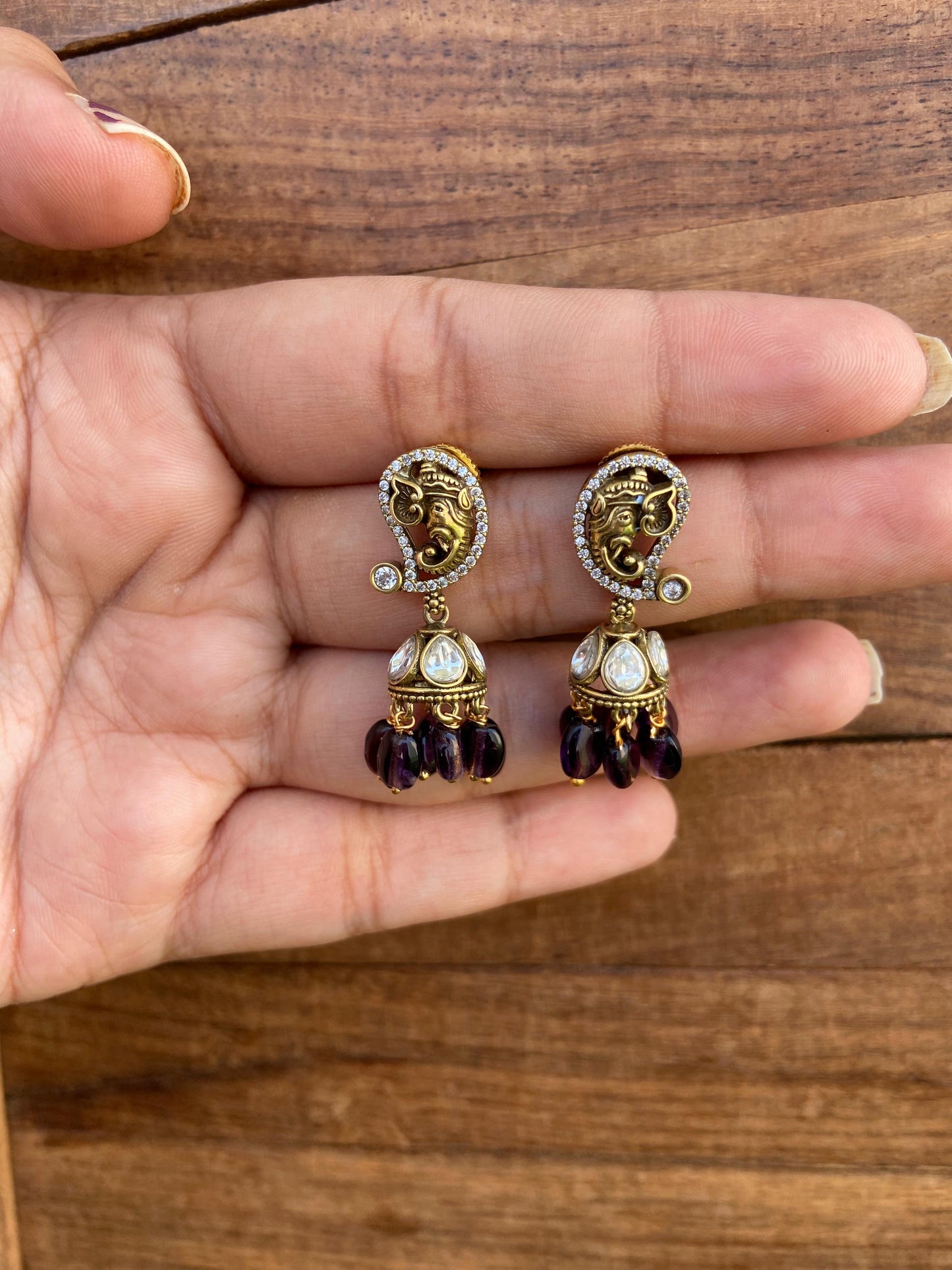 Cute Victorian Ganesh mango jhumkas