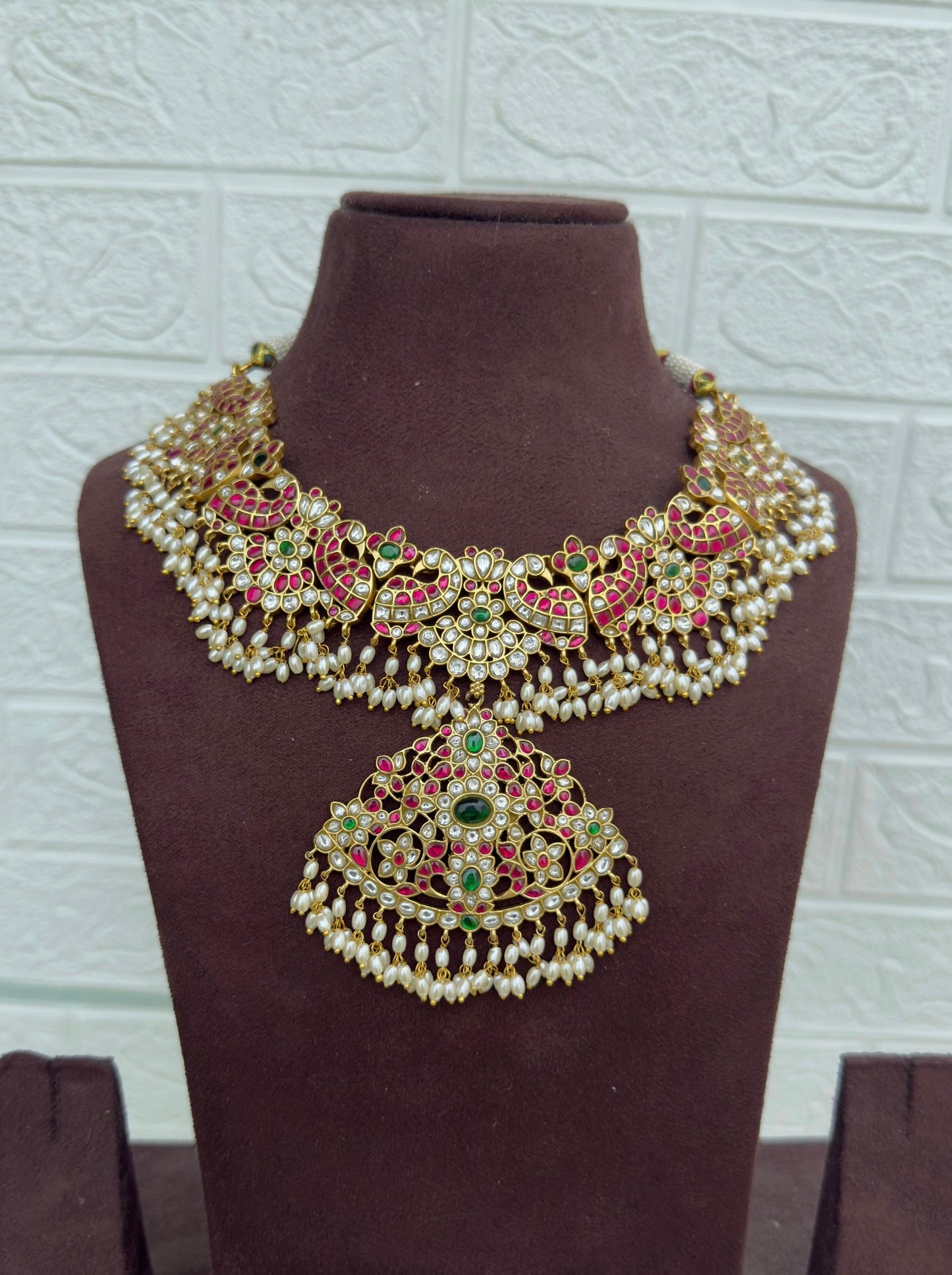 Rice pearl real kundan heavy beautiful guttapusalu necklace 6