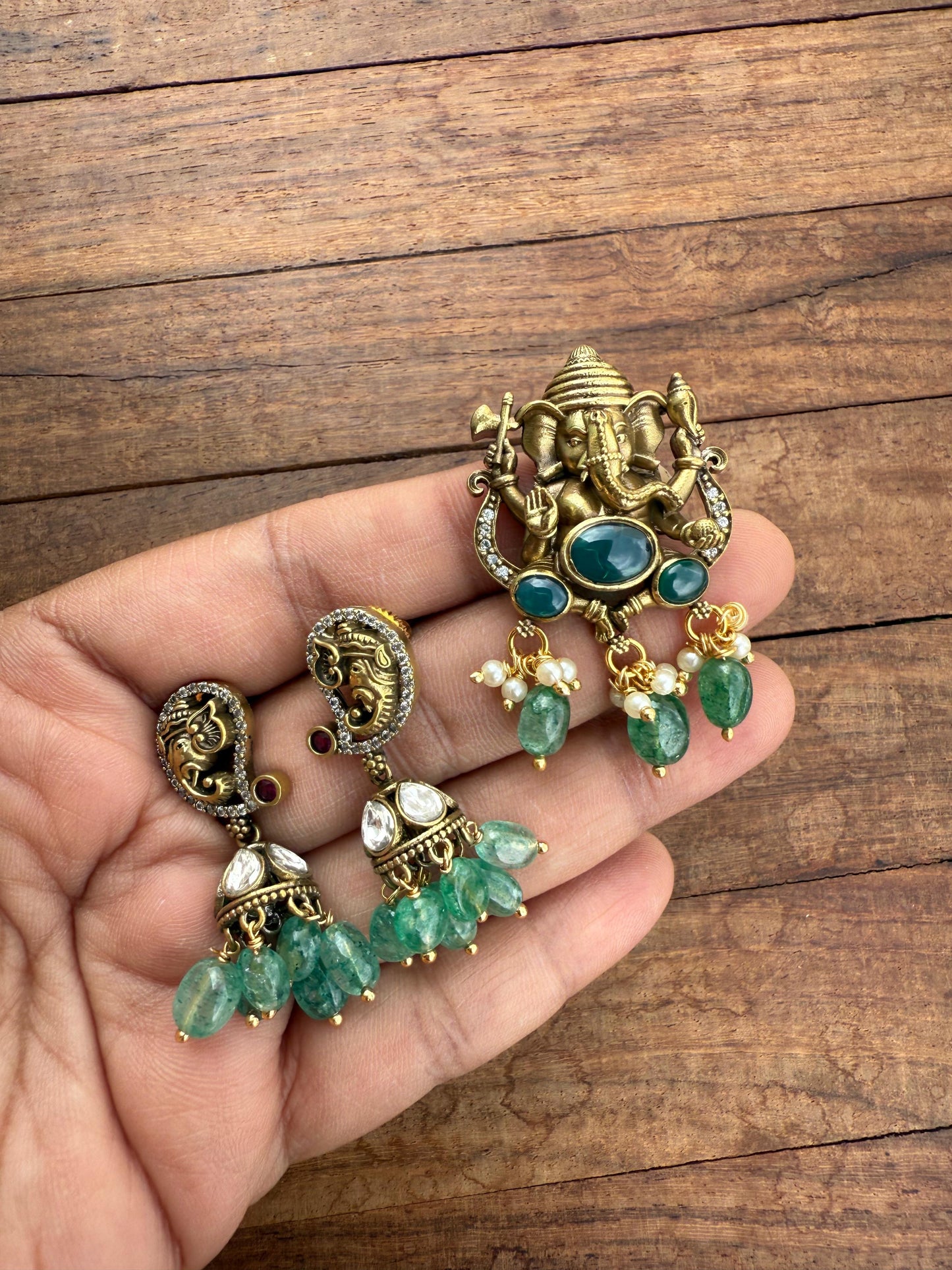 Sale ganesh locket combo with jhumkas