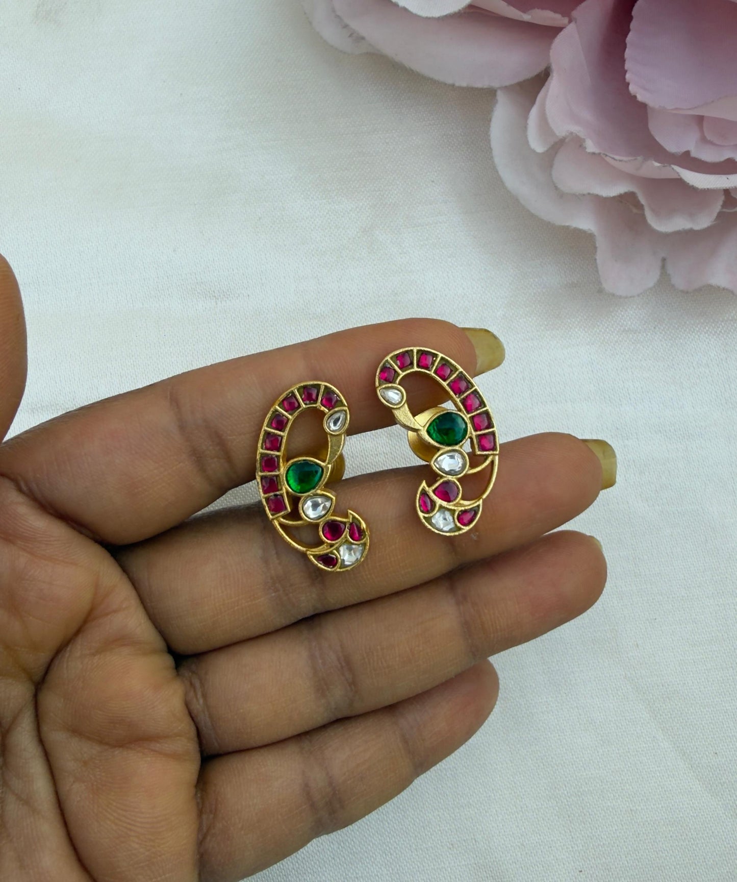 Stylish unique Real kundan versatile peacock studs design5