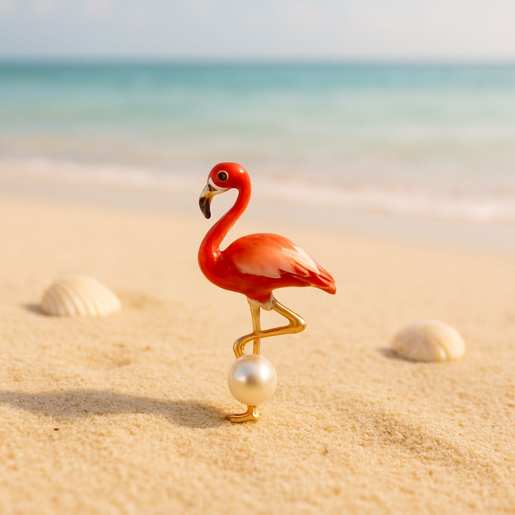 Flamingo Pearl Brooch