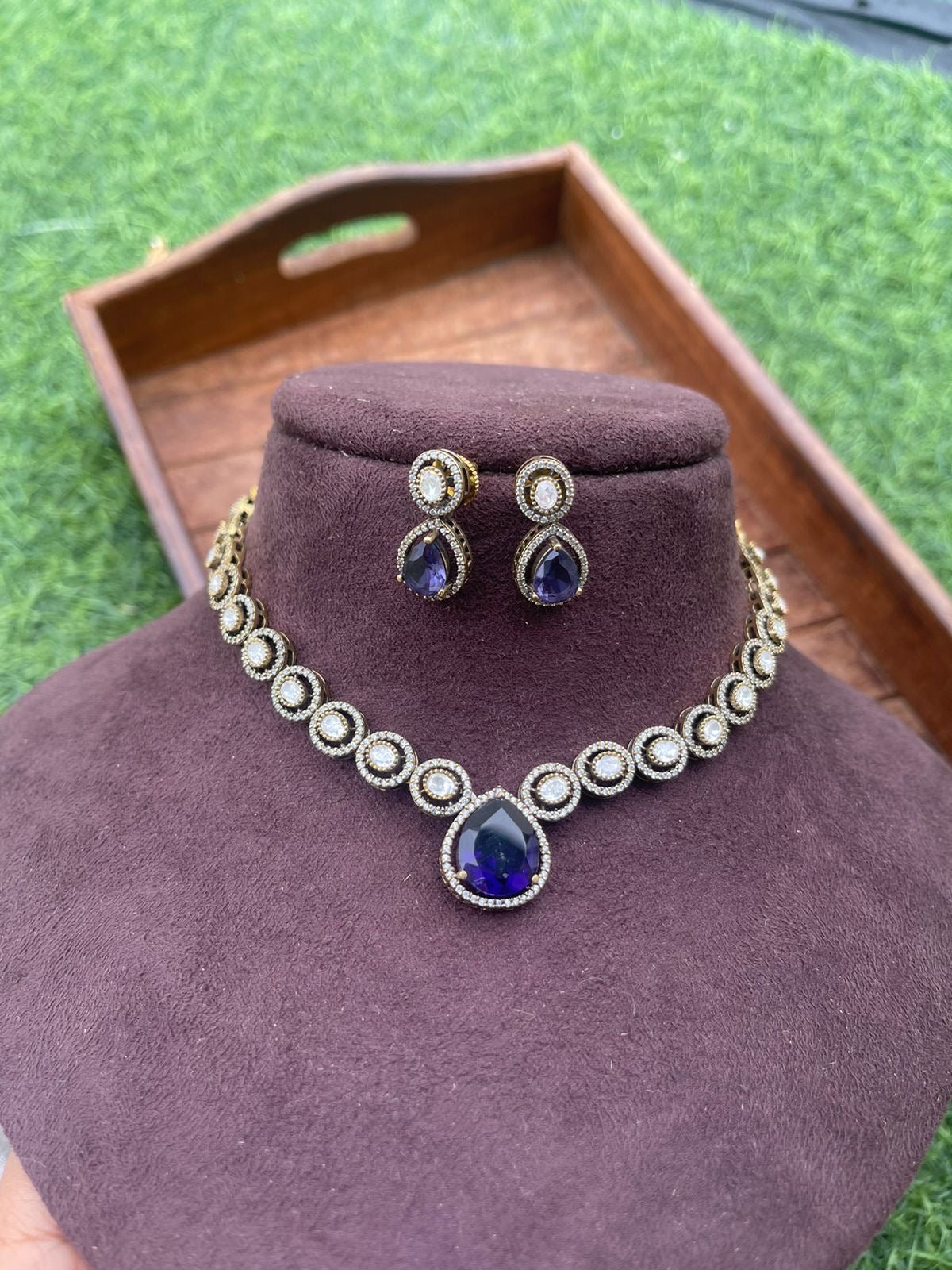Elegant middle pearl moissanite necklace earrings - Alluring Accessories