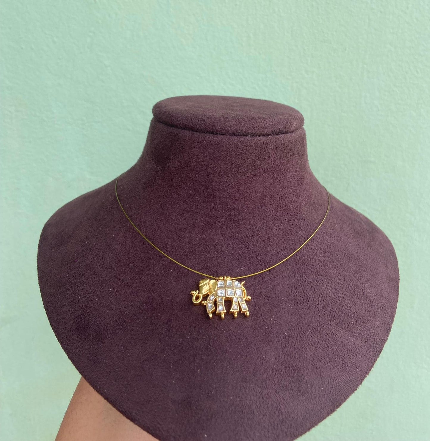 Elephant real kundan invisible necklace - Alluring Accessories