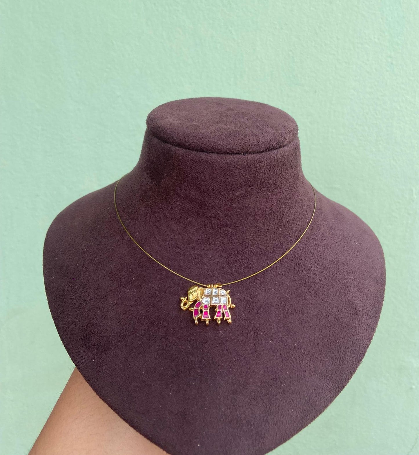Elephant real kundan invisible necklace - Alluring Accessories