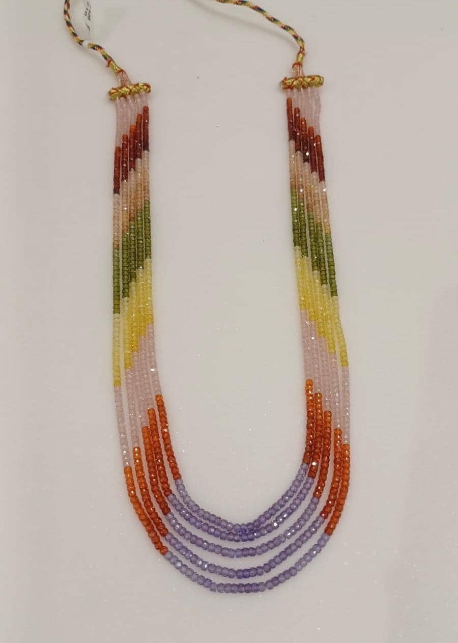 Pastel multi coloured cz crystal beads mala