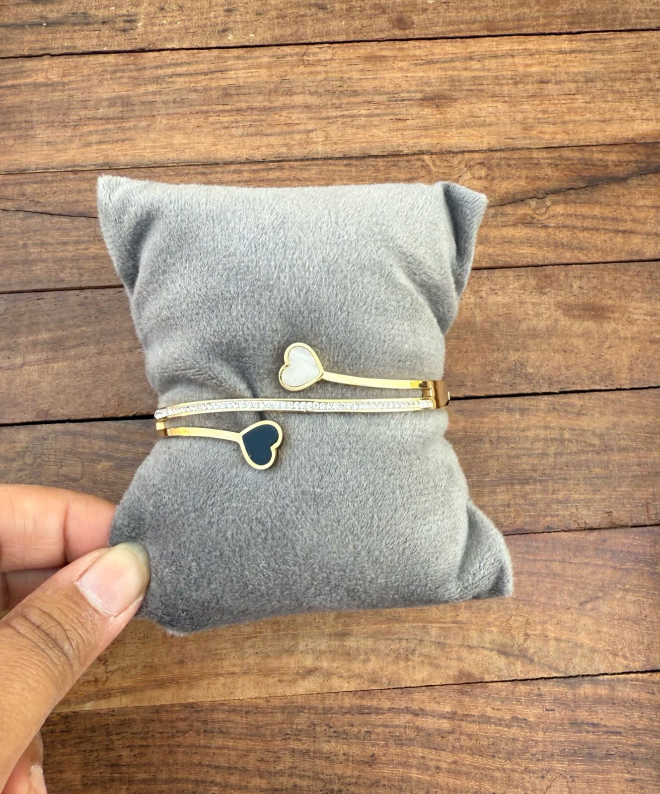 Stainless steel dual heart bracelet