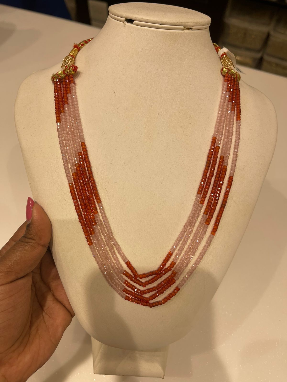Five layered two shaded cz beads mala - Alluring Accessories