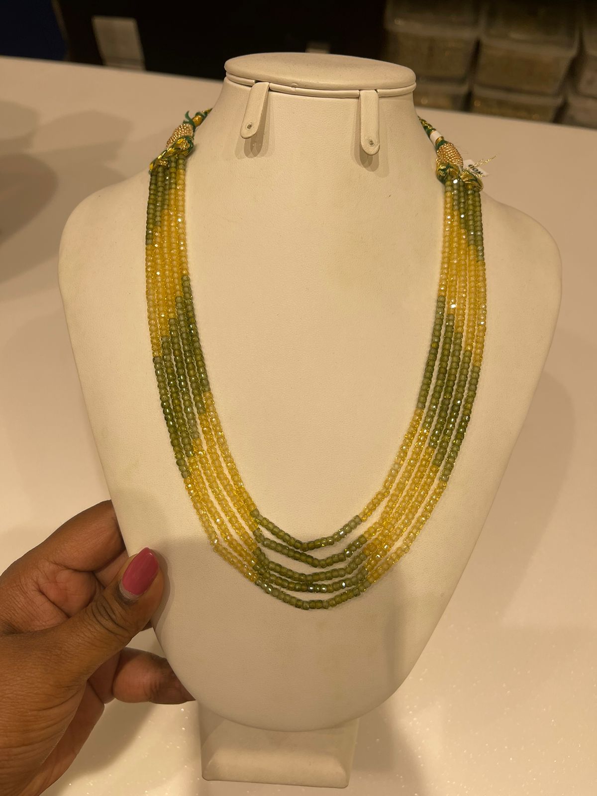 Five layered two shaded cz beads mala - Alluring Accessories