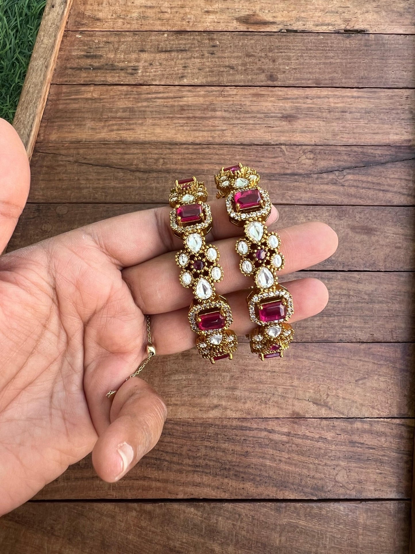 Flower moissanite stylish indowestern bangles - Alluring Accessories