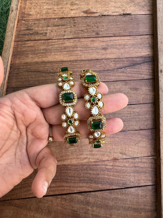 Flower moissanite stylish indowestern bangles - Alluring Accessories