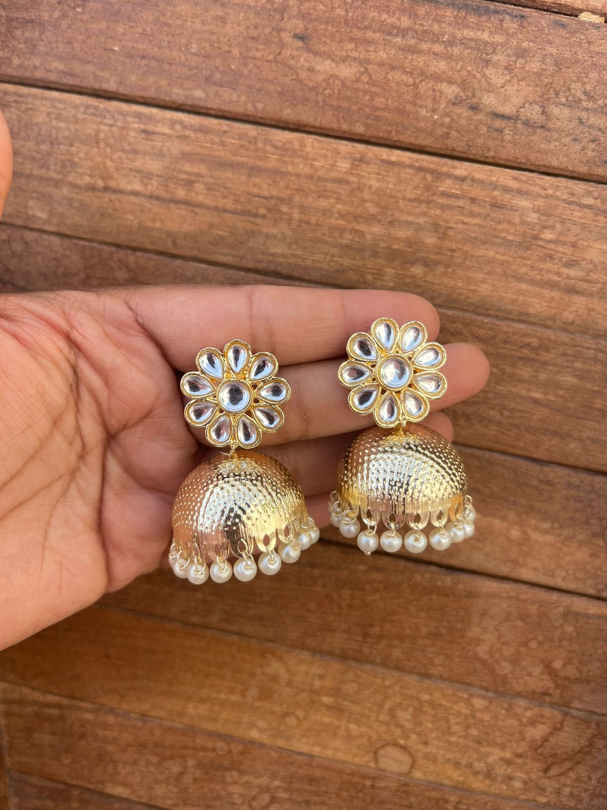 Flower small kundan jhumkas - Alluring Accessories