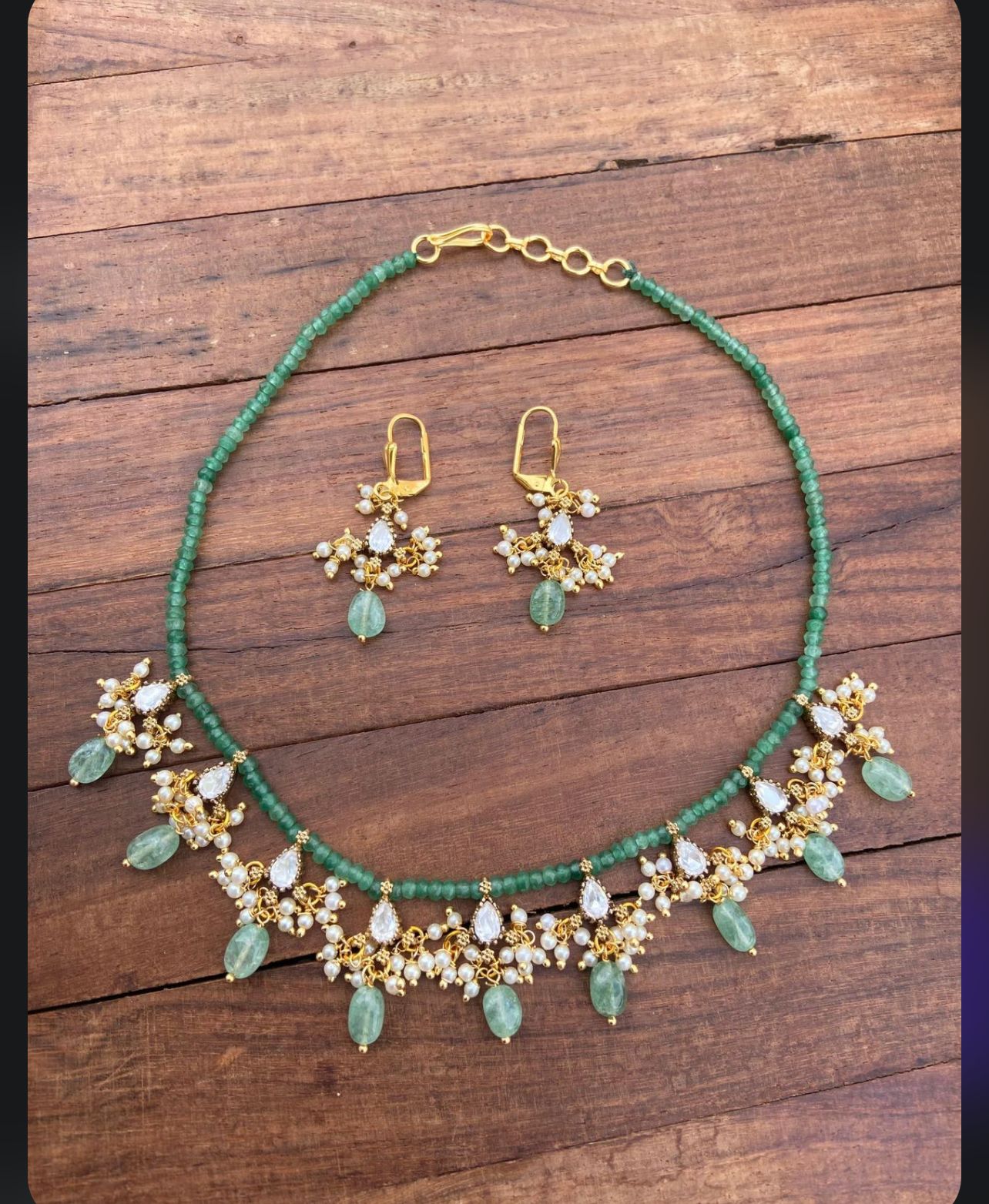 full of pearls real kundan jadau choner with earrings - Alluring Accessories