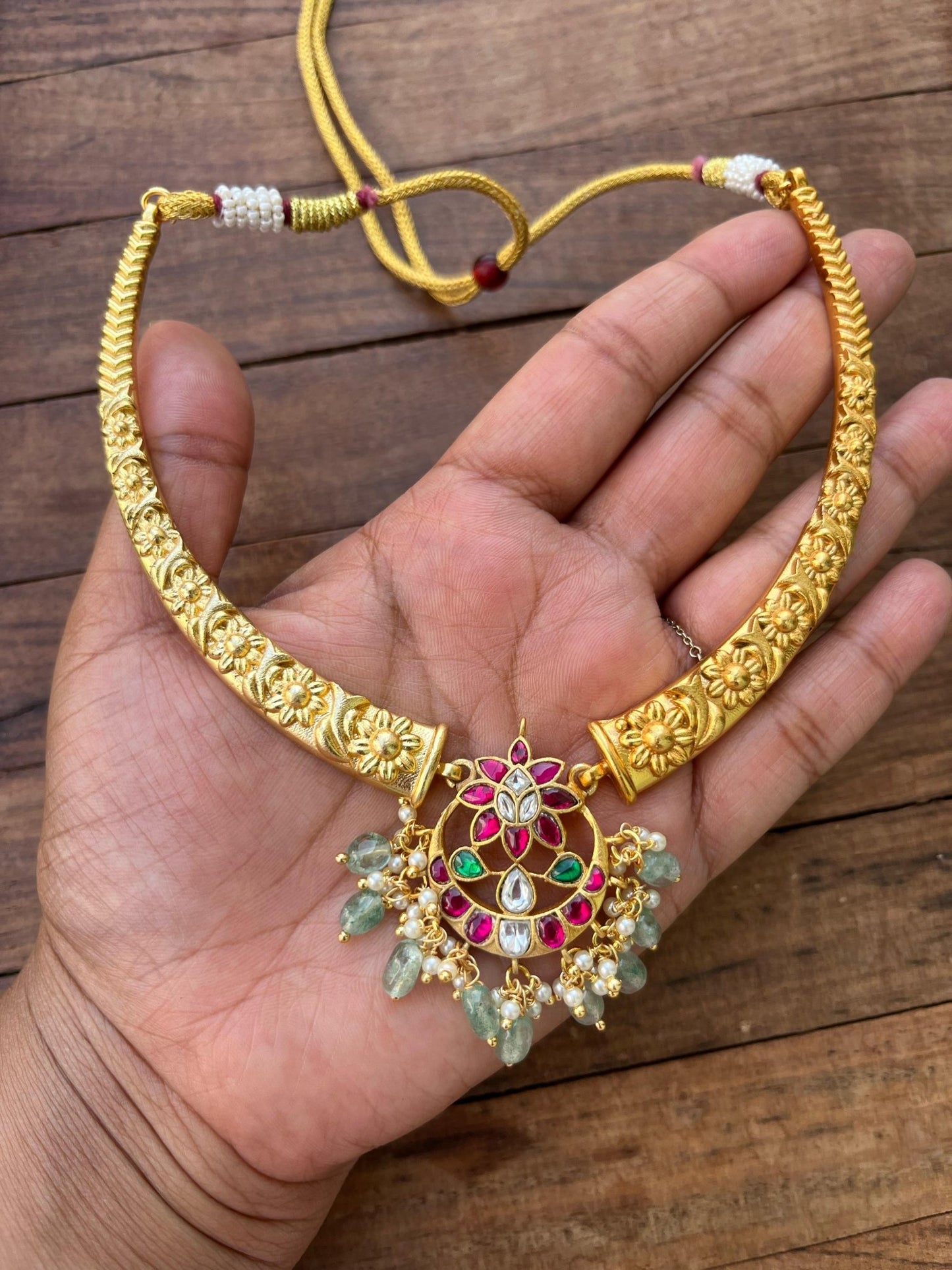 Hasli or kante real kundan chandbali affordable necklace - Alluring Accessories