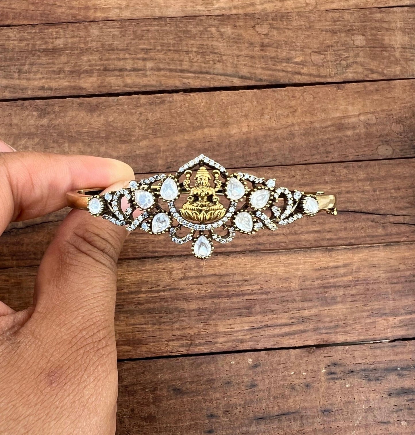Lakshmi devi Moissanite victorian openable bracelet - Alluring Accessories