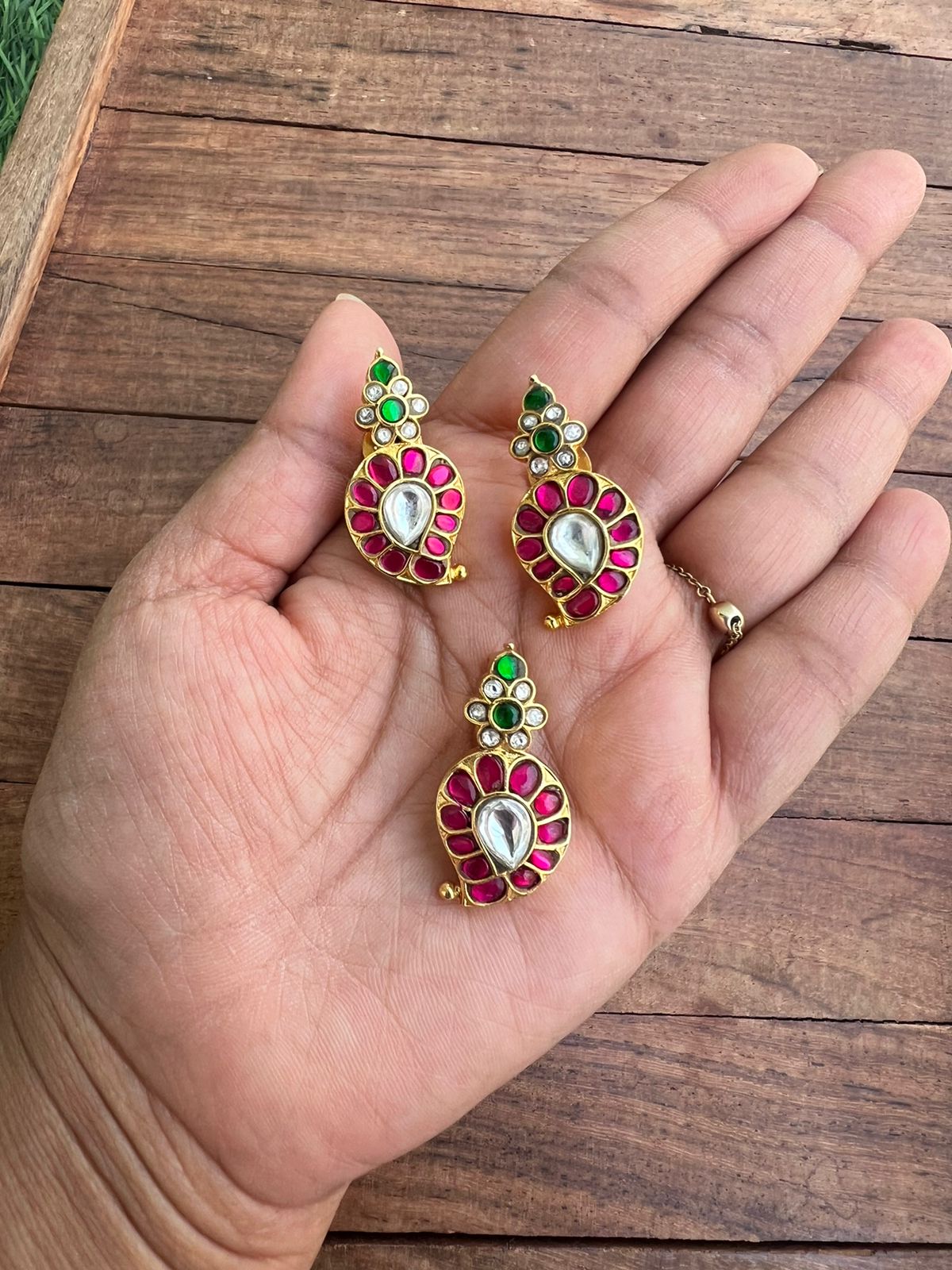 Mango real kundan locket combo with hasli - Alluring Accessories