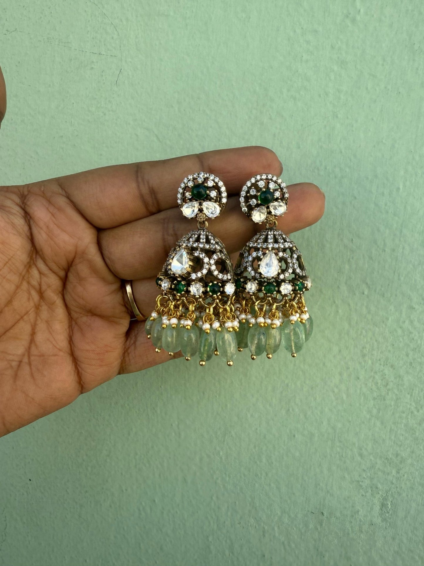 Moissanite cone victorian jhumkas - Alluring Accessories