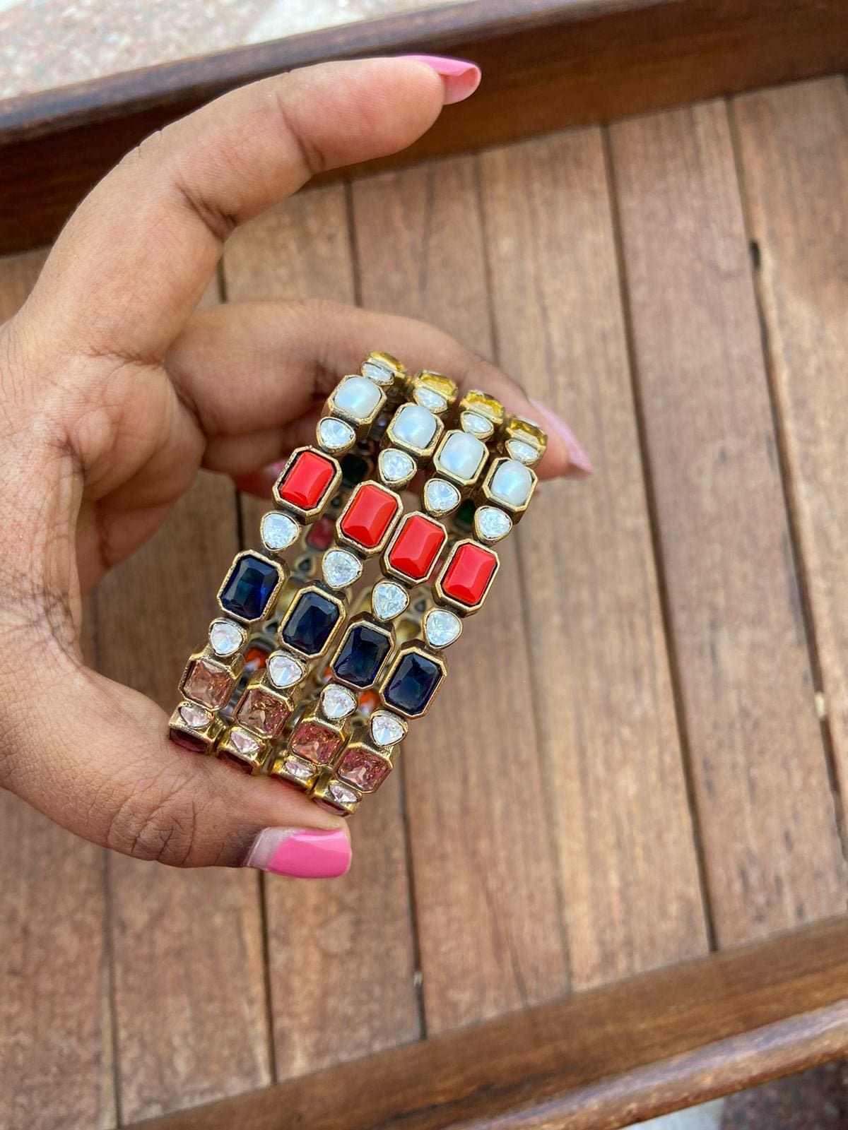 Moissanite navaratan bangles - Alluring Accessories