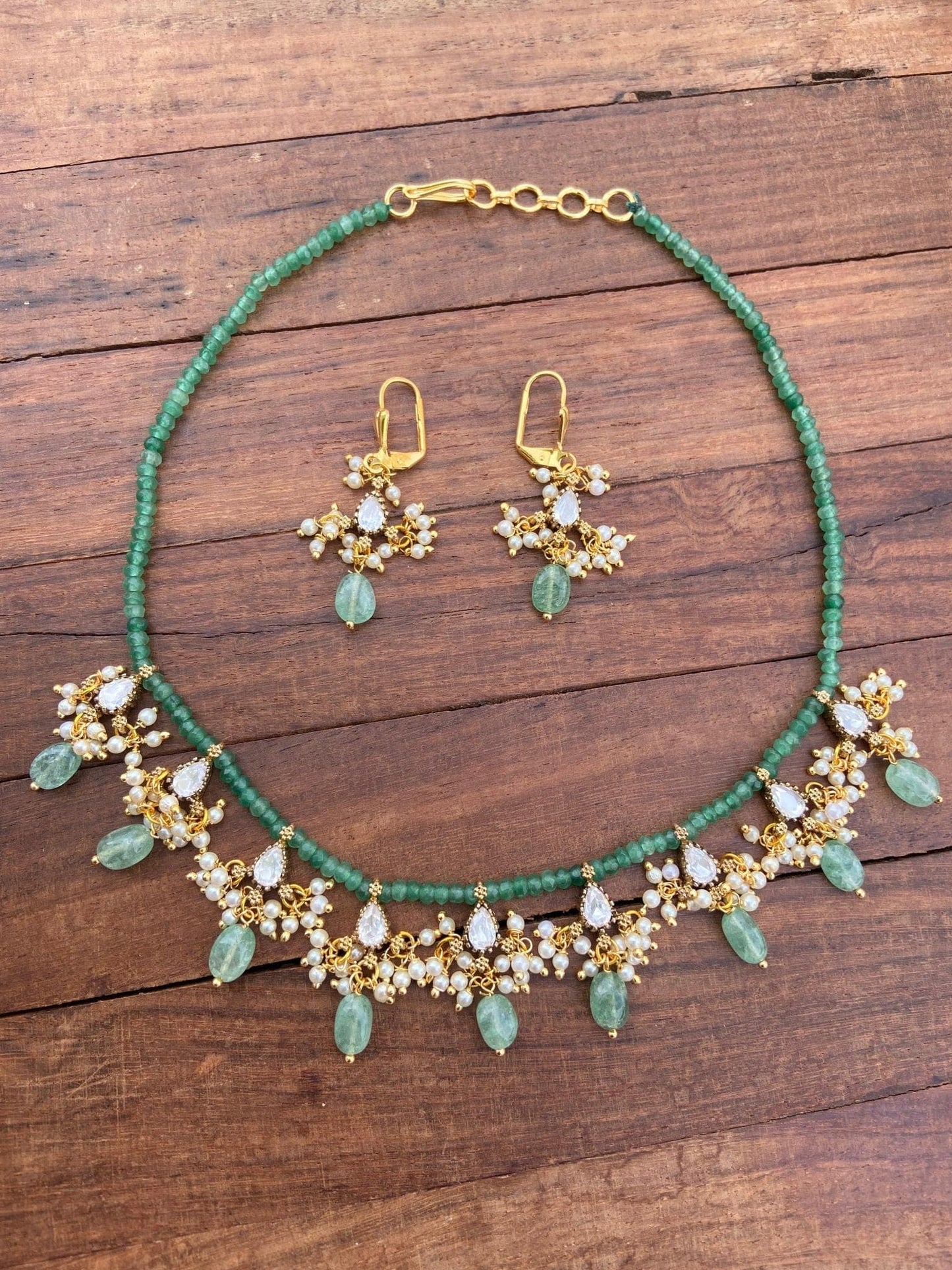 Moissanite pearl necklace with hooks - Alluring Accessories