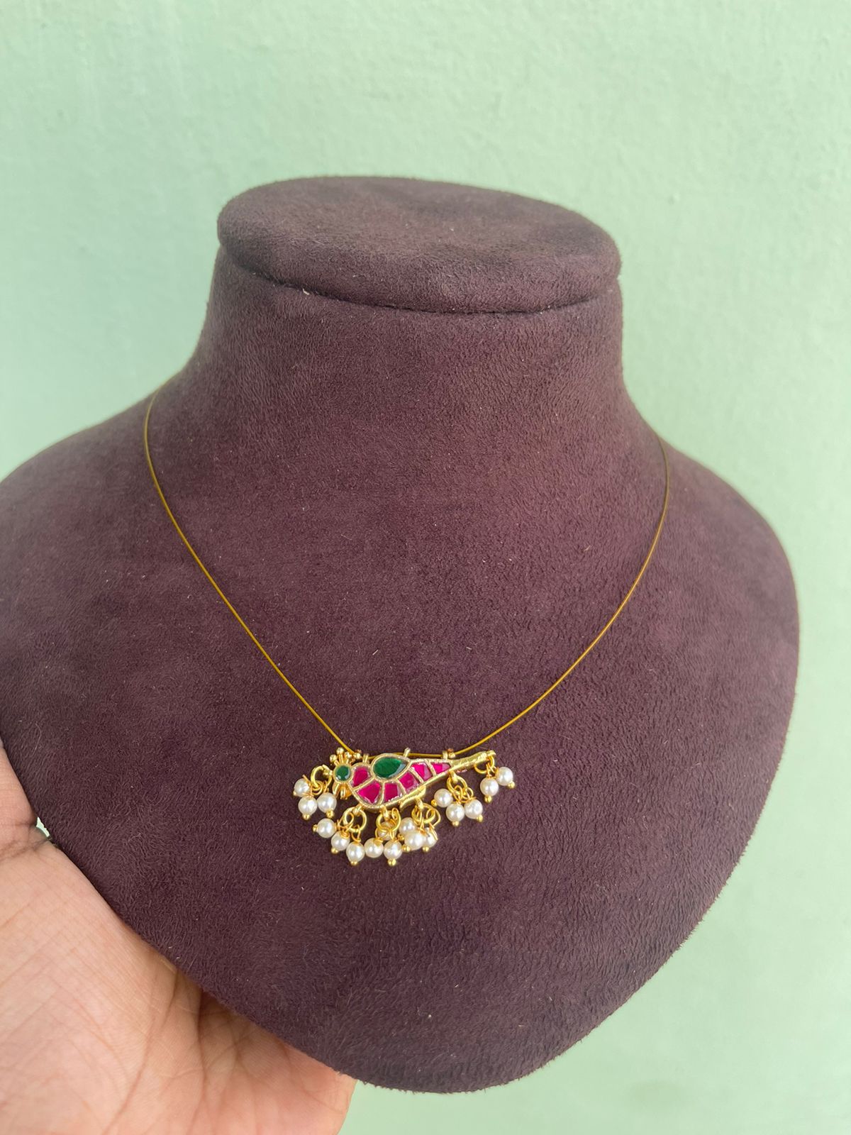 Parrot real kundan invisible necklace - Alluring Accessories
