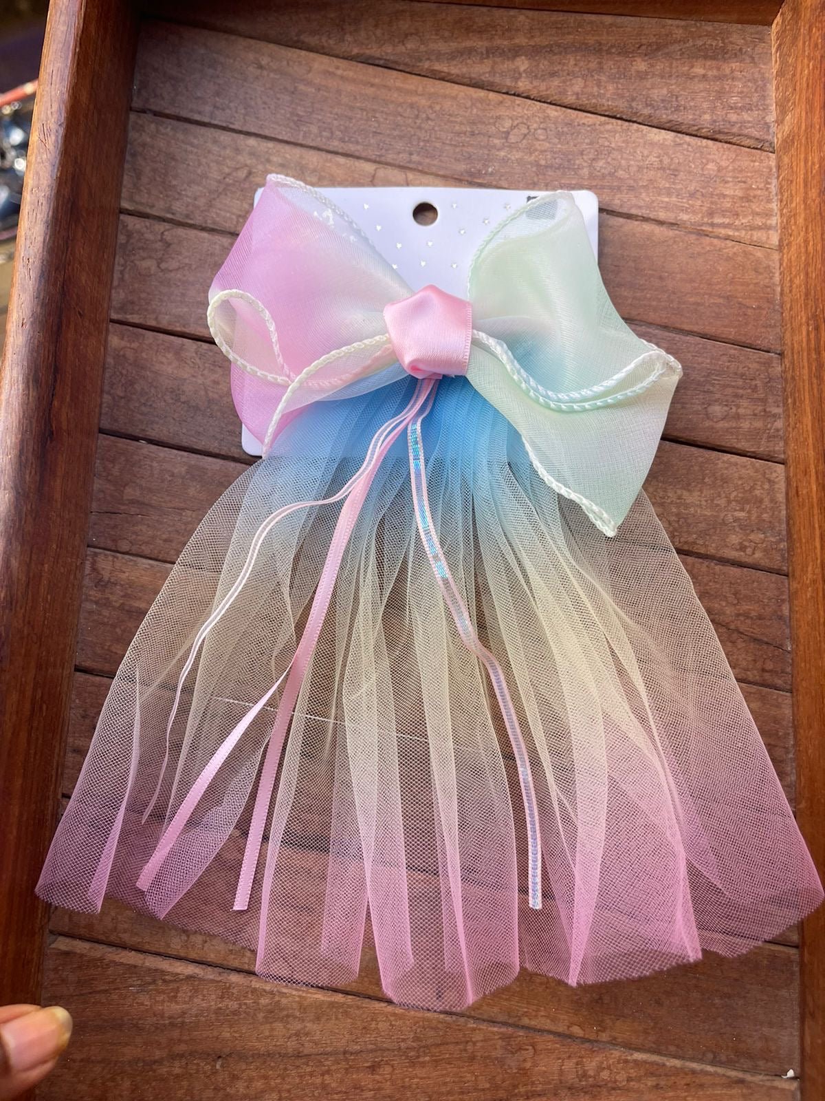 Rainbow bow alligator clip - Alluring Accessories