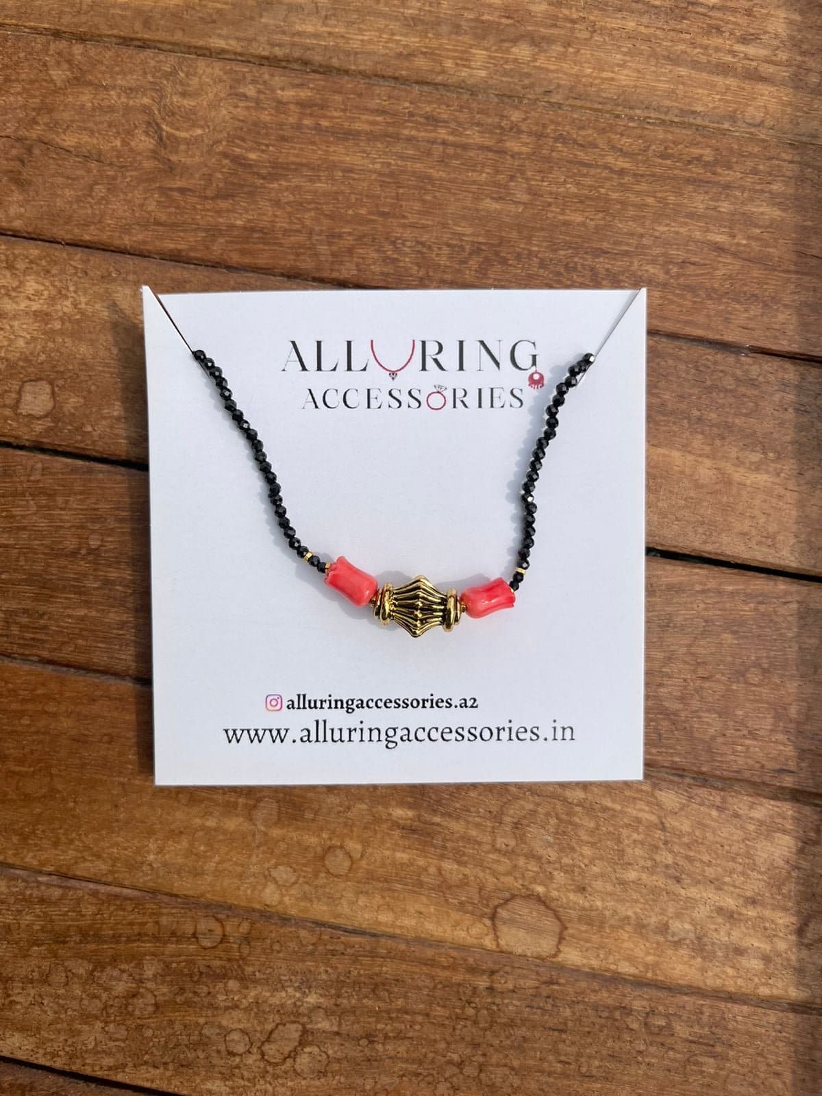 Random designs Black beads necklace - Alluring Accessories