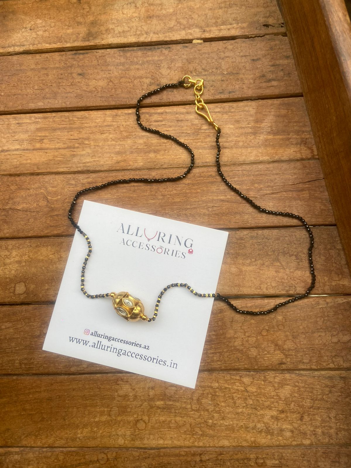 Real kundan antique ball black beads necklace - Alluring Accessories
