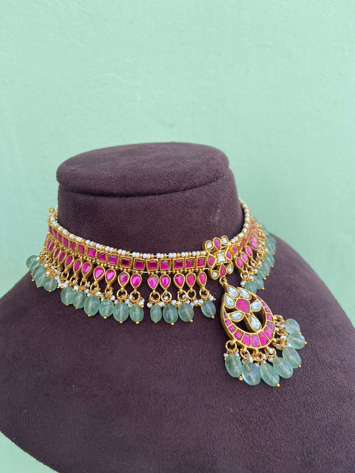 Real kundan flower chandbali heavy look necklace design 5 - Alluring Accessories