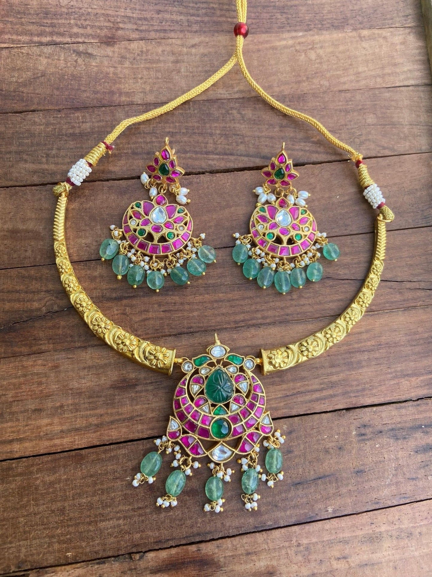 Real kundan hasli/ kante and chandbalis combo - Alluring Accessories