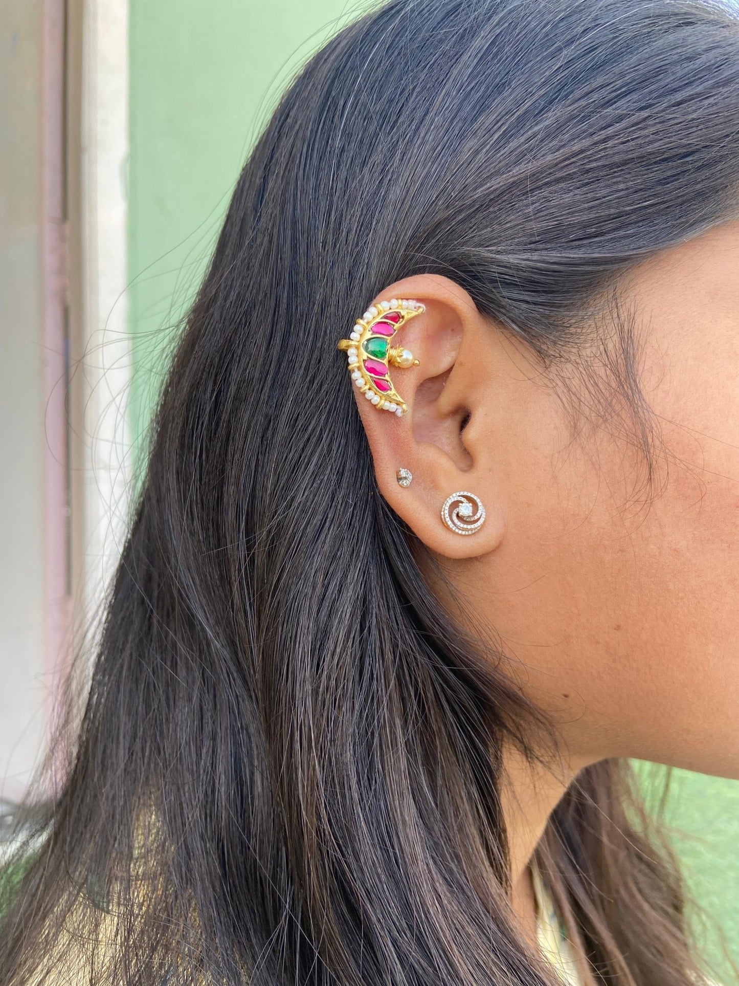 Real Kundan moon shape bugadi earrings - Alluring Accessories